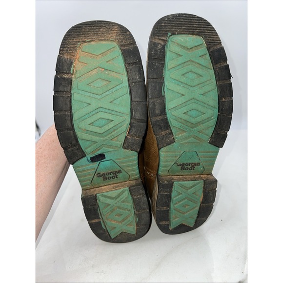 Georgia Boot Womens Sz 7.5 Brown Leather Green Carbo Tech - Picture 12 of 14